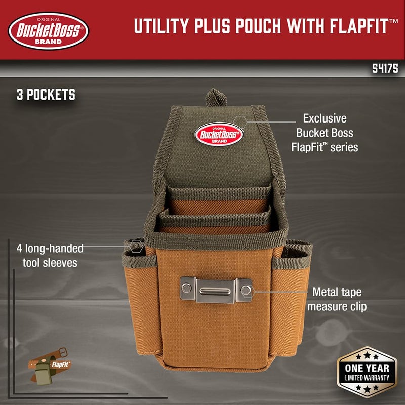 Bucket Boss - Utility Plus Pouch with FlapFit, Pouches - Original Series (54175) , Brown - Image 2